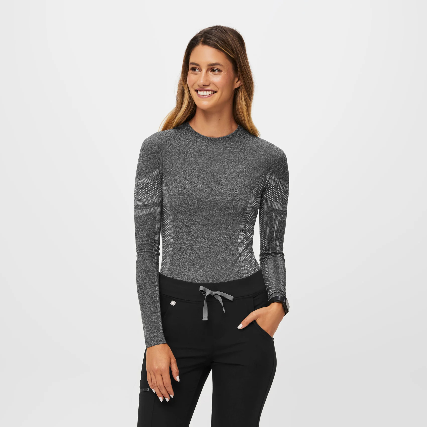 Women's Salta Seamless Longsleeve Underscrub - Graphite · FIGS | FIGS