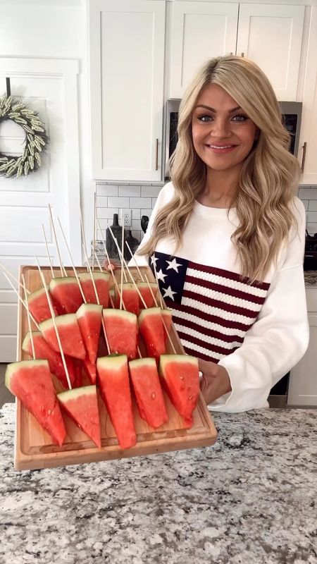 Links from my reels & tiktok video! American flag sweatshirt from Pink Lily, linked some denim shorts like mine, along with a cutting board and kitchen knife set!

#LTKSeasonal #LTKunder50 #LTKhome