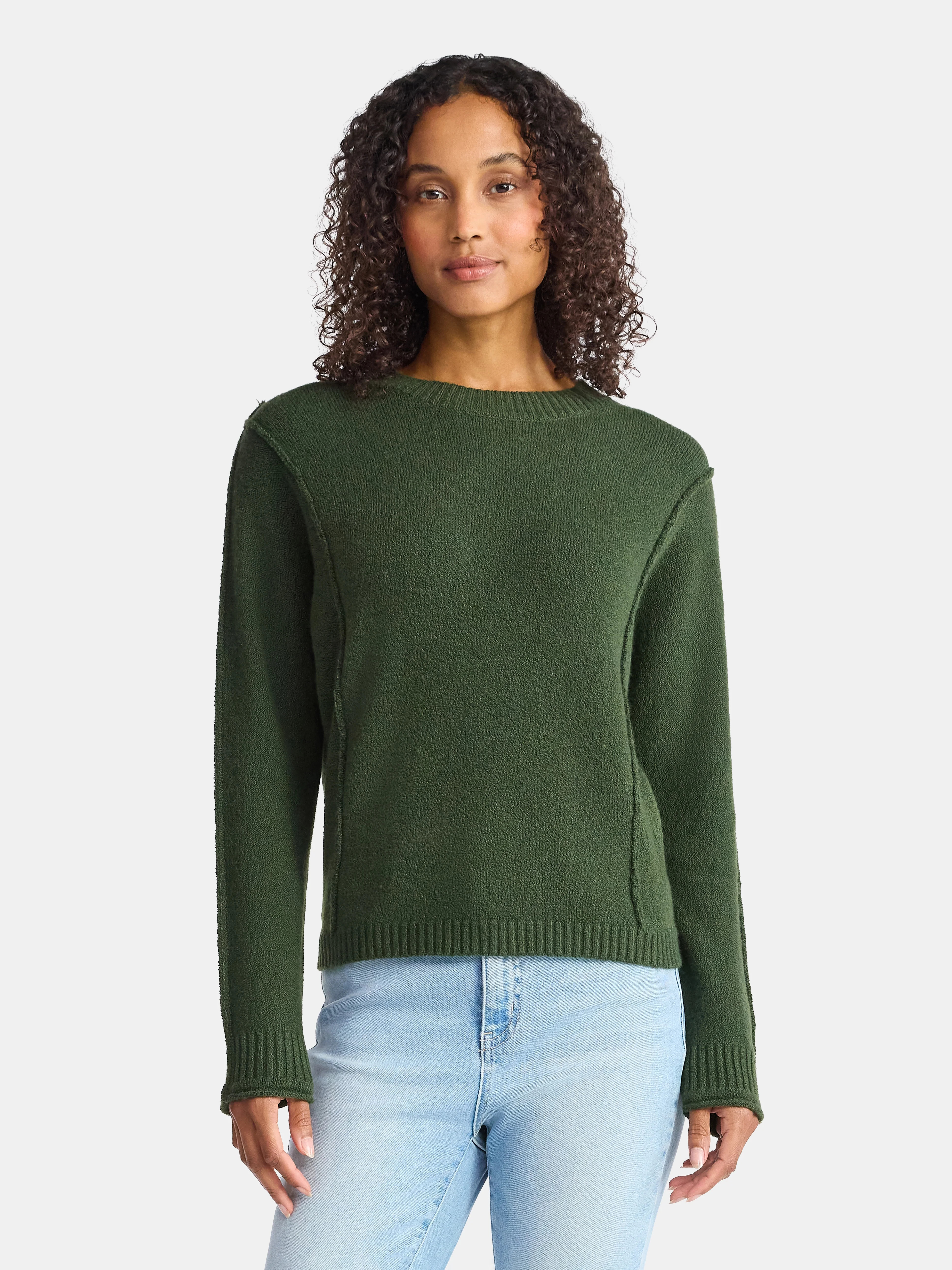 Time and Tru Women's Reverse Linking Pullover Sweater with Long Sleeves, Midweight, Sizes XS-XXXL | Walmart (US)