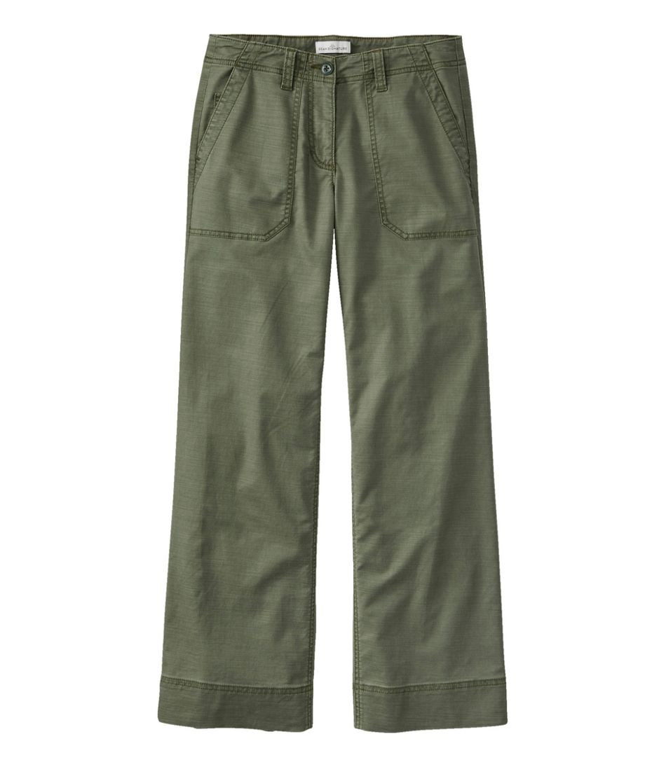 Women's Signature Cotton/TENCEL Utility Pants, Mid-Rise Wide-Leg Ankle-Length | L.L. Bean