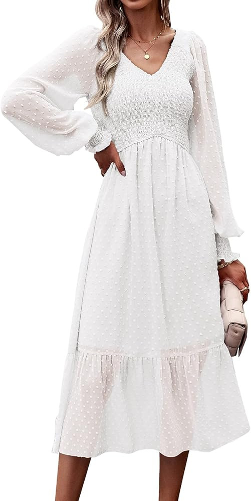 PRETTYGARDEN Womens 2024 Long Sleeve Summer Dress With Sleeves Amazon Dress Casual Summer Outfit | Amazon (US)