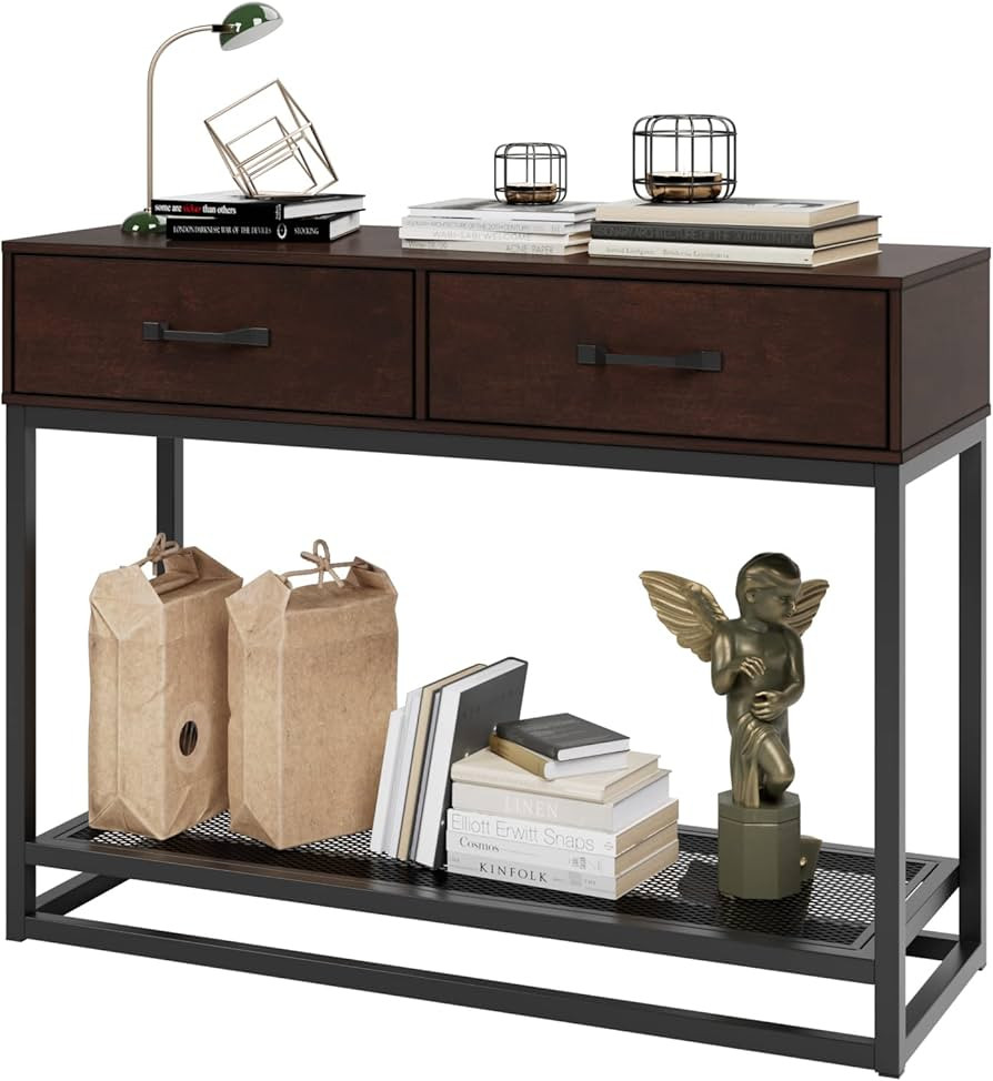 Console Table with Drawers and Storage Shelf, Narrow Long Sofa Entryway Table for Living Room, En... | Amazon (US)
