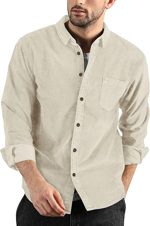 Men's Corduroy Shirt Casual Long Sleeve Button Down  | Amazon (US)