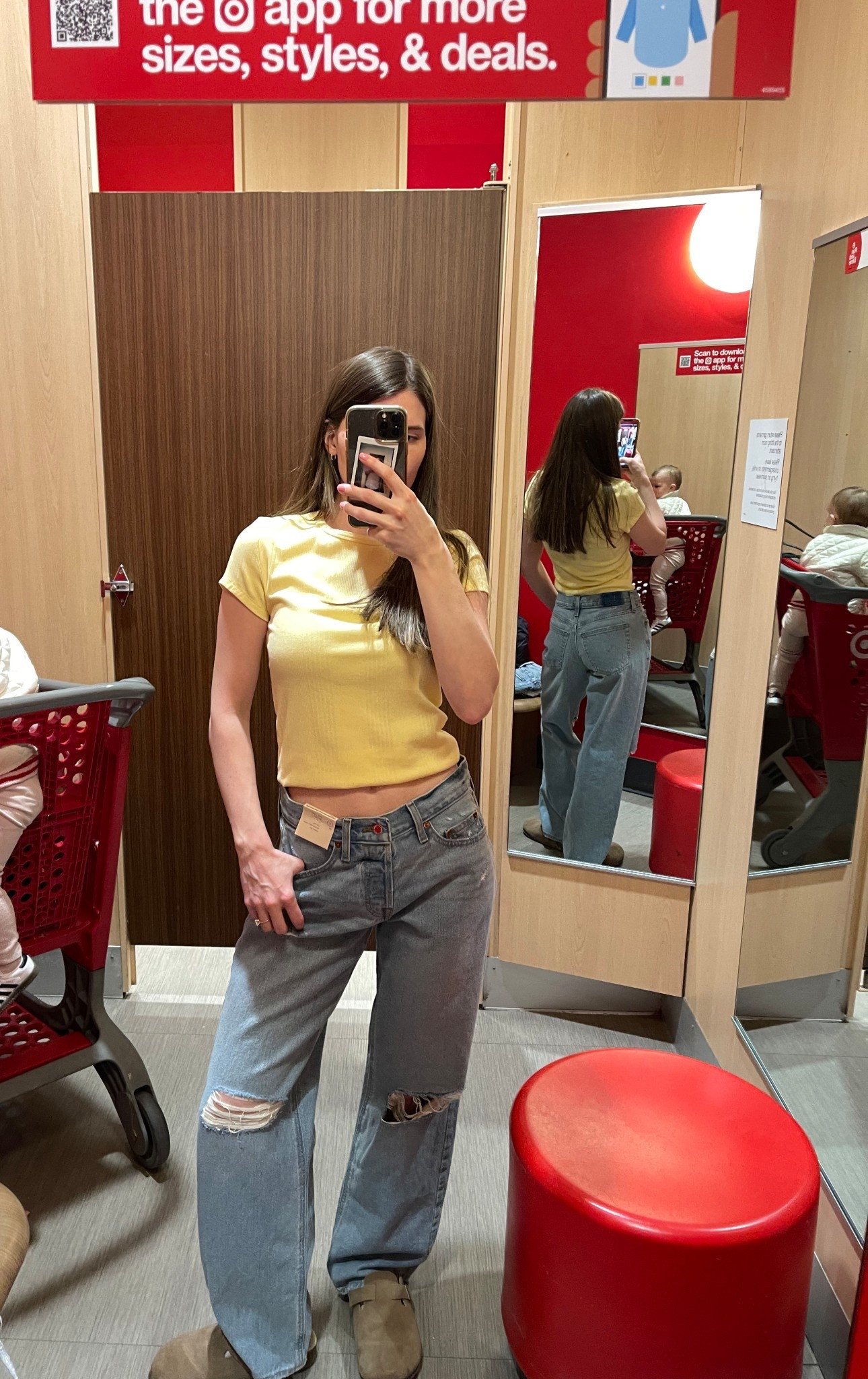 got a S in the top & the jeans were too big, would’ve gotten a 0 but they didn’t have my size! 

TTS! 

Adorable spring outfit! Women’s spring fashion, spring outfits, spring style, baggy jeans, yellow tops. 

#LTKootd #LTKmomlife