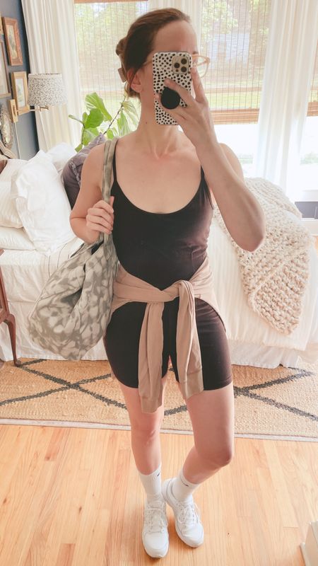 Casual #gymfit - this #aerie romper is so cute and comfy, and I’m not gonna lie, I could wear these New Balance #dadshoes all day, every day. #aloyoga bag is no longer available, so I’ve tagged some options on #ebay! 

#LTKfit #LTKunder50 #LTKstyletip