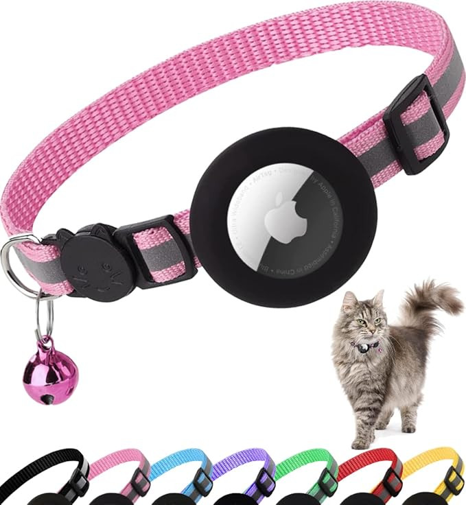 Airtag Cat Collar Breakaway, Reflective Kitten Collar with Apple Air Tag Holder and Bell for Girl... | Amazon (US)