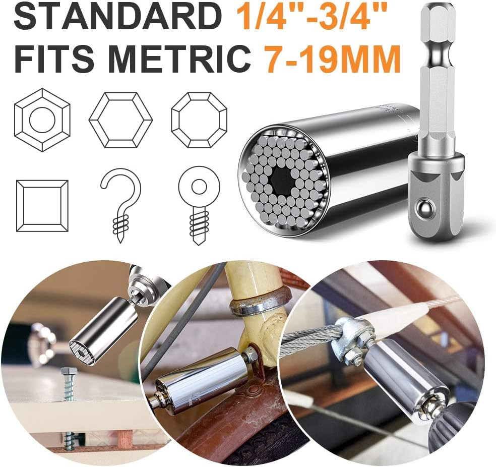 Universal Socket Tools Gifts for Men Dad - Socket Set with Power Drill Adapter Cool Stuff, Super ... | Amazon (US)