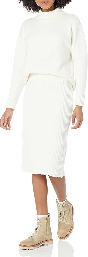 Daily Ritual Women's Cozy Boucle Cropped Crewneck Sweater & Pencil Skirt Set | Amazon (US)