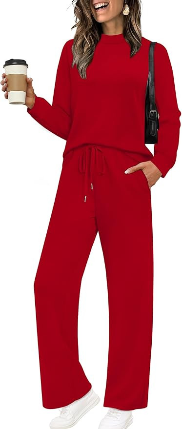 Sampeel Two Piece Sets for Women Mock Neck Matching Sets Loungewear Fall Clothes Travel Outfits F... | Amazon (US)