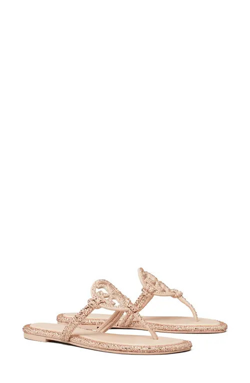 Tory Burch Miller Knotted Crystal Flip Flop in Rose Pink at Nordstrom, Size 10.5 | Nordstrom