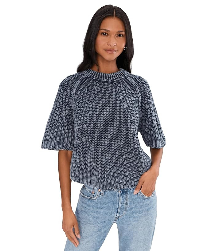 Free People Amy Sweater T-Shirts Women's Sweater Navy Academy : XL (Women's 16), Cotton | Zappos.com