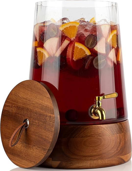FOODLE Extra Large Glass Drink Dispenser with Spigot - Glass Beverage Dispenser with Stand - Perf... | Amazon (US)