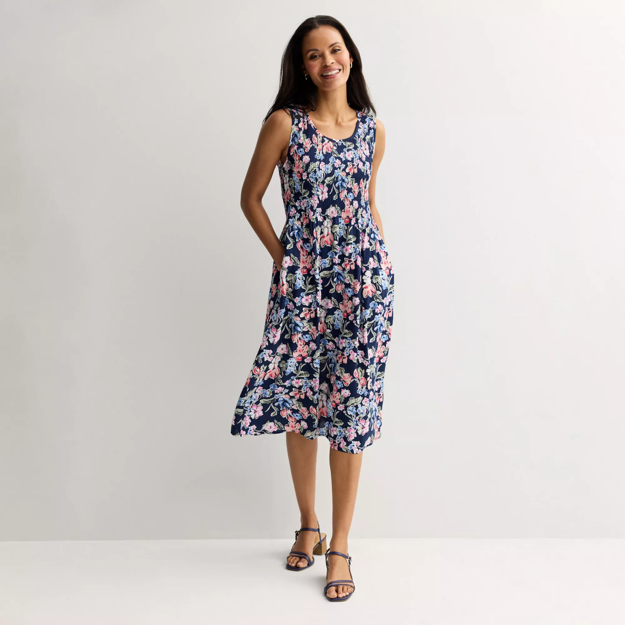 Women's Croft & Barrow® Smocked Midi Dress | Kohl's