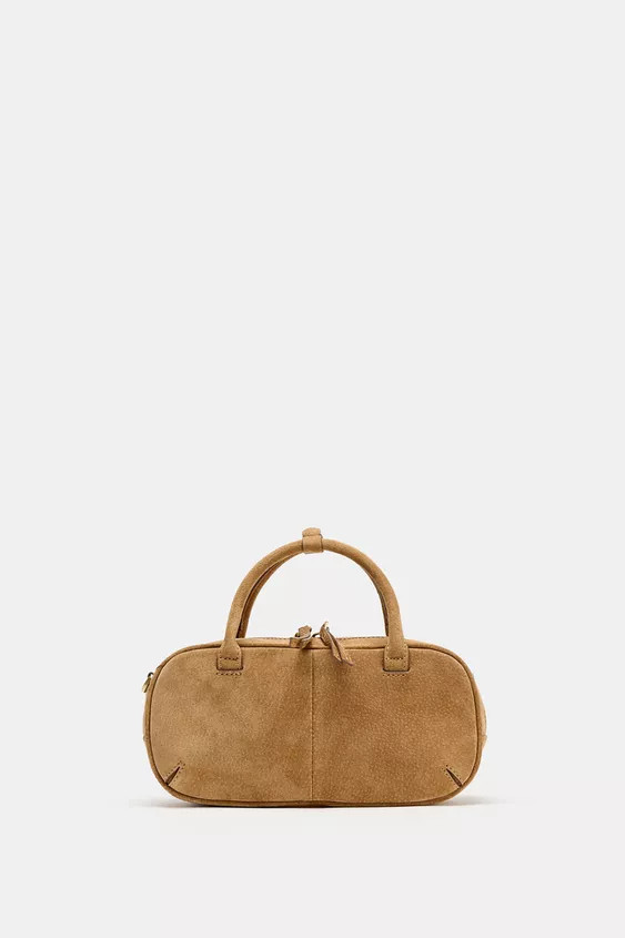 MINI SPLIT LEATHER BOWLING BAG | Zara US