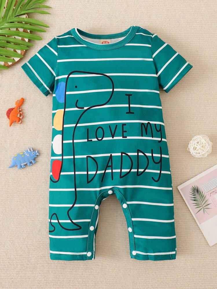 Baby Striped & Cartoon Graphic Romper | SHEIN
