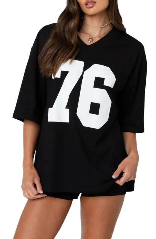 EDIKTED 76 Oversize Cotton Graphic T-Shirt in Black at Nordstrom, Size Medium | Nordstrom