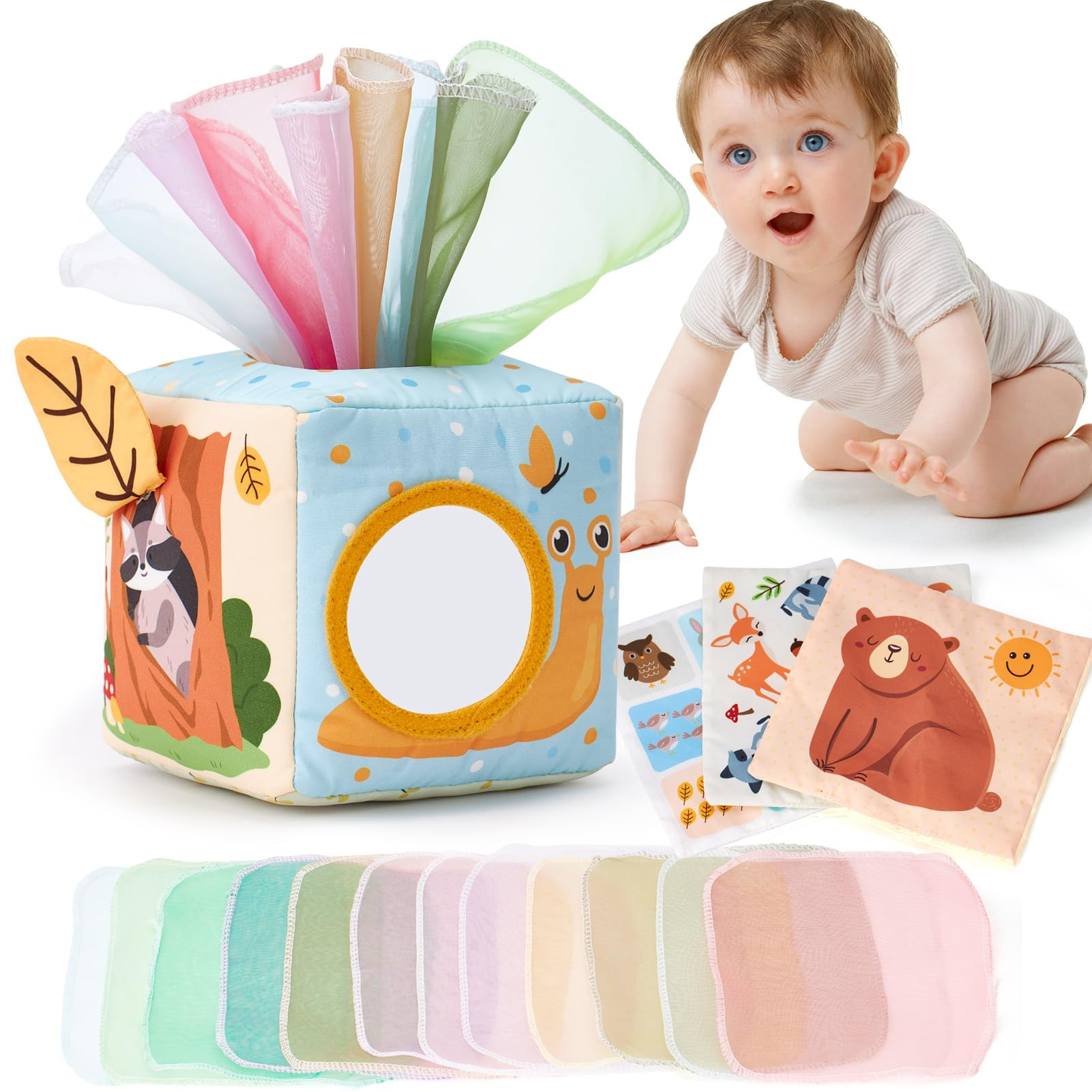hahaland Baby Tissue Box Toy - Baby Toys 6-12 Months Stocking Stuffers for Babies Montessori Toys... | Amazon (US)