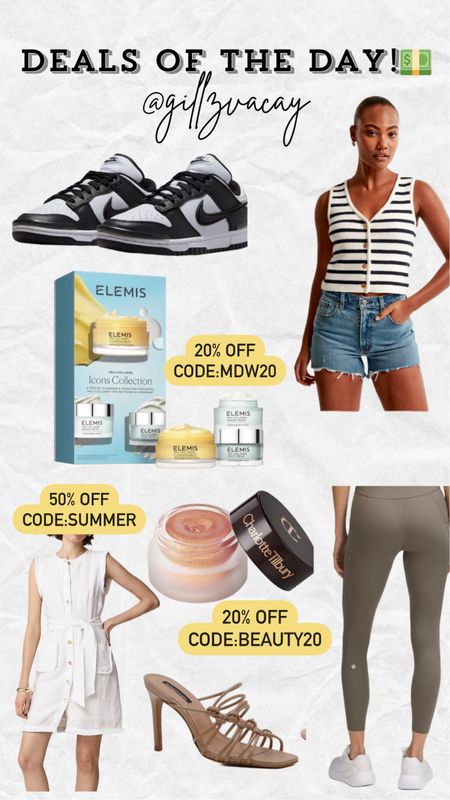 Memorial Day sale. Nordstrom sale. Clear the rack sale. Nordstrom rack sale. J. Crew sale. Vacation outfit. Travel outfit. Resort outfit. Nike dunks on sale. Nike kicks on sale. Mom shorts. Denim shorts on sale. Jeans. Beach and pool shorts. Charlotte Tilbury sale. Revolve sale. Elemis sale. Makeup sale. Pro cleansing balm on sale. Spa skincare on sale. Luxury skincare on sale. Beauty sale. Gifts for makeup lovers. Gifts for skincare lovers. Lululemon leggings on sale. Gym outfit. Travel leggings. White dress.
Graduation dress. Nude heels. Wedding shoes. Summer shoe crush. Summer shoes. Summer dress. Sandals.

Elemis code: MDW20
White dress: SUMMER
Charlotte tilbury: BEAUTY20

#LTKFindsUnder100 #LTKBeauty #LTKSaleAlert