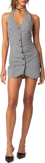 EDIKTED Narissa Gingham Halter Minidress | Nordstrom | Nordstrom