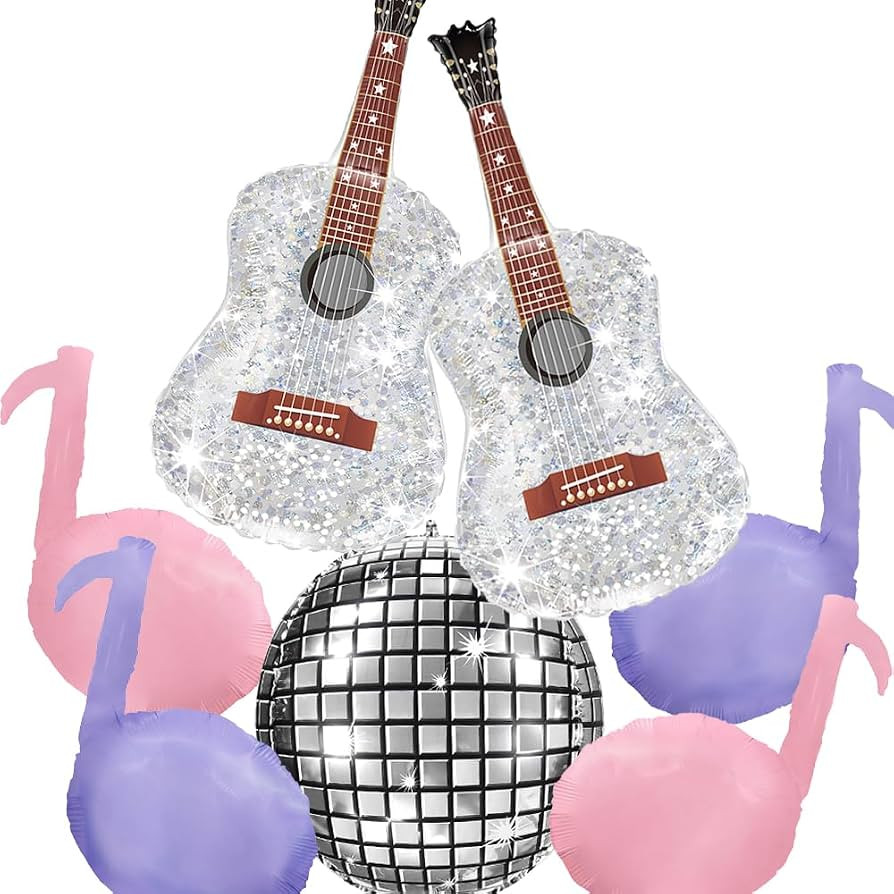 Pink and Purple Music Note Party balloons,Guitar Balloons,Disco ball balloons for Korean Movie De... | Amazon (US)
