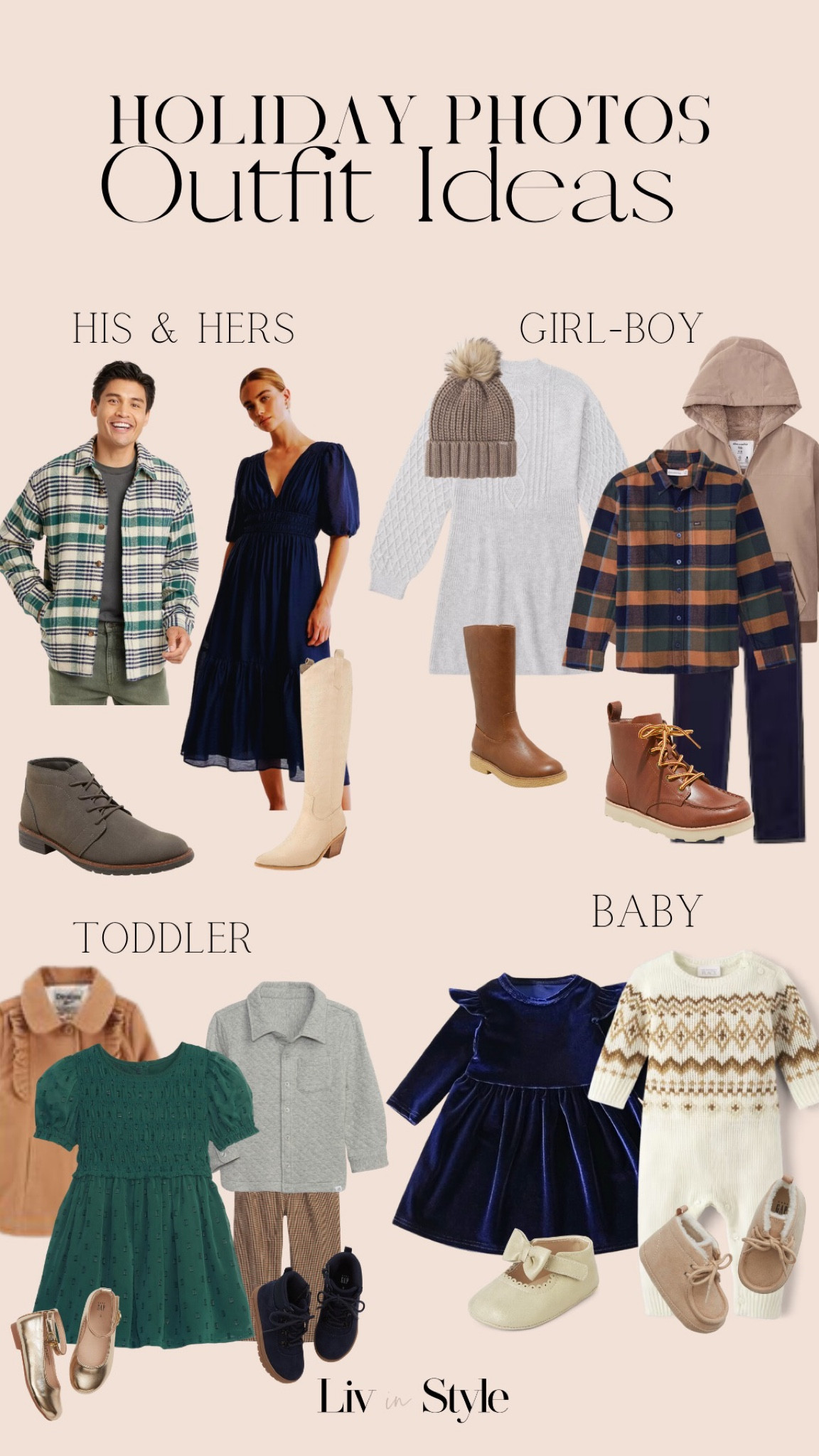 Cozy layering ideas for holiday family photos! Men's shacket, sweater dress, navy dress, flannel, toddler coat, sweaters, knee high boots 

#LTKSeasonal #LTKHoliday #LTKstyletip