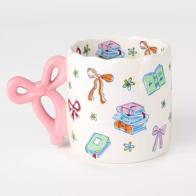 Books and Bows Scalloped Mug | Kirklands Home | Kirklands