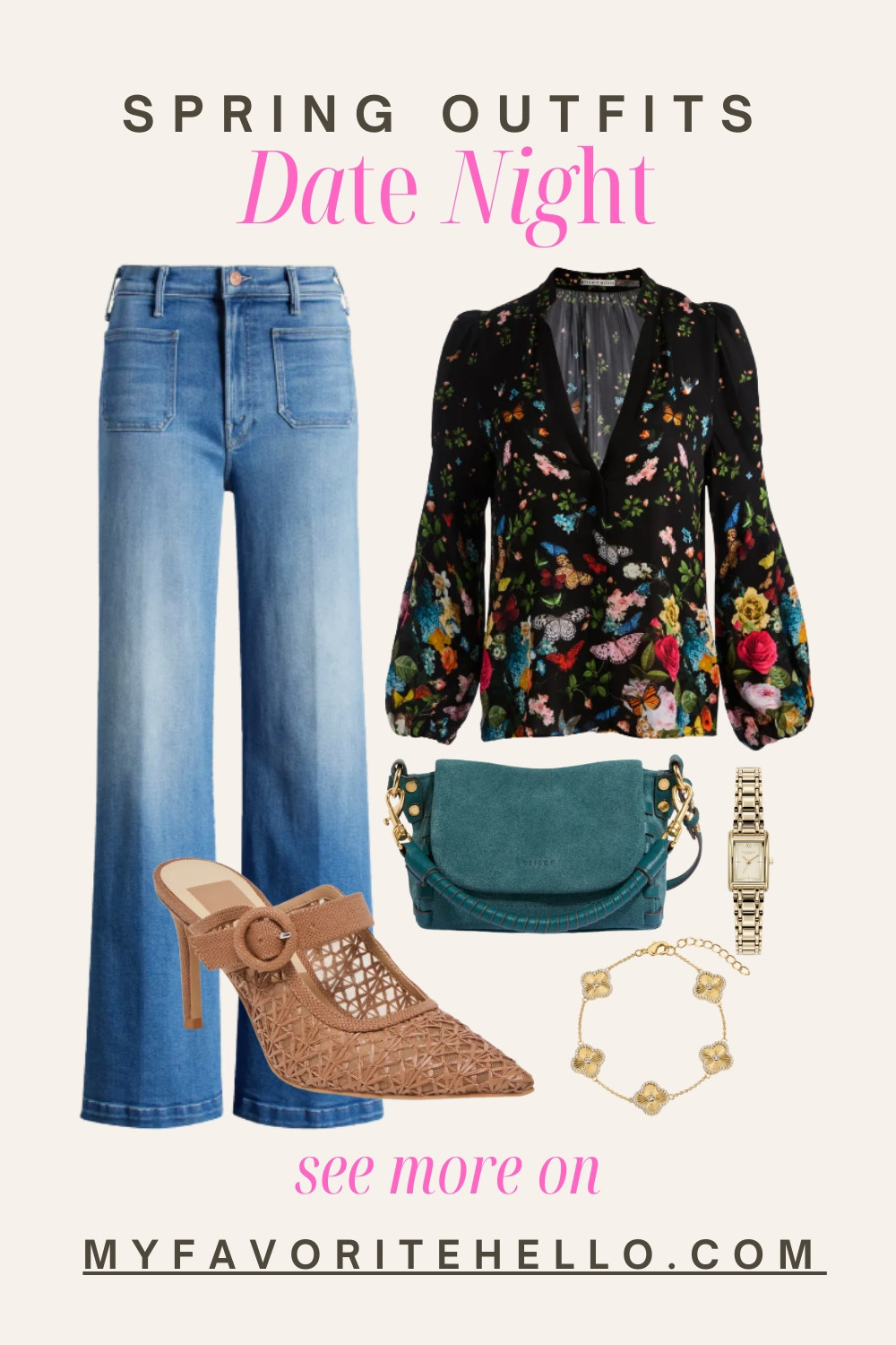 date night outfits, date night look with jewel tones, floral date night outfit, feminine date night outfit, girly date night outfit with jeans and heels 

 #LTKSpringSale #LTKOver40 #LTKWorkwear