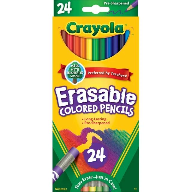 Crayola Erasable Colored Pencils, 24 Ct, School Supplies for Kids and Teachers, Classroom Supplie... | Walmart (US)