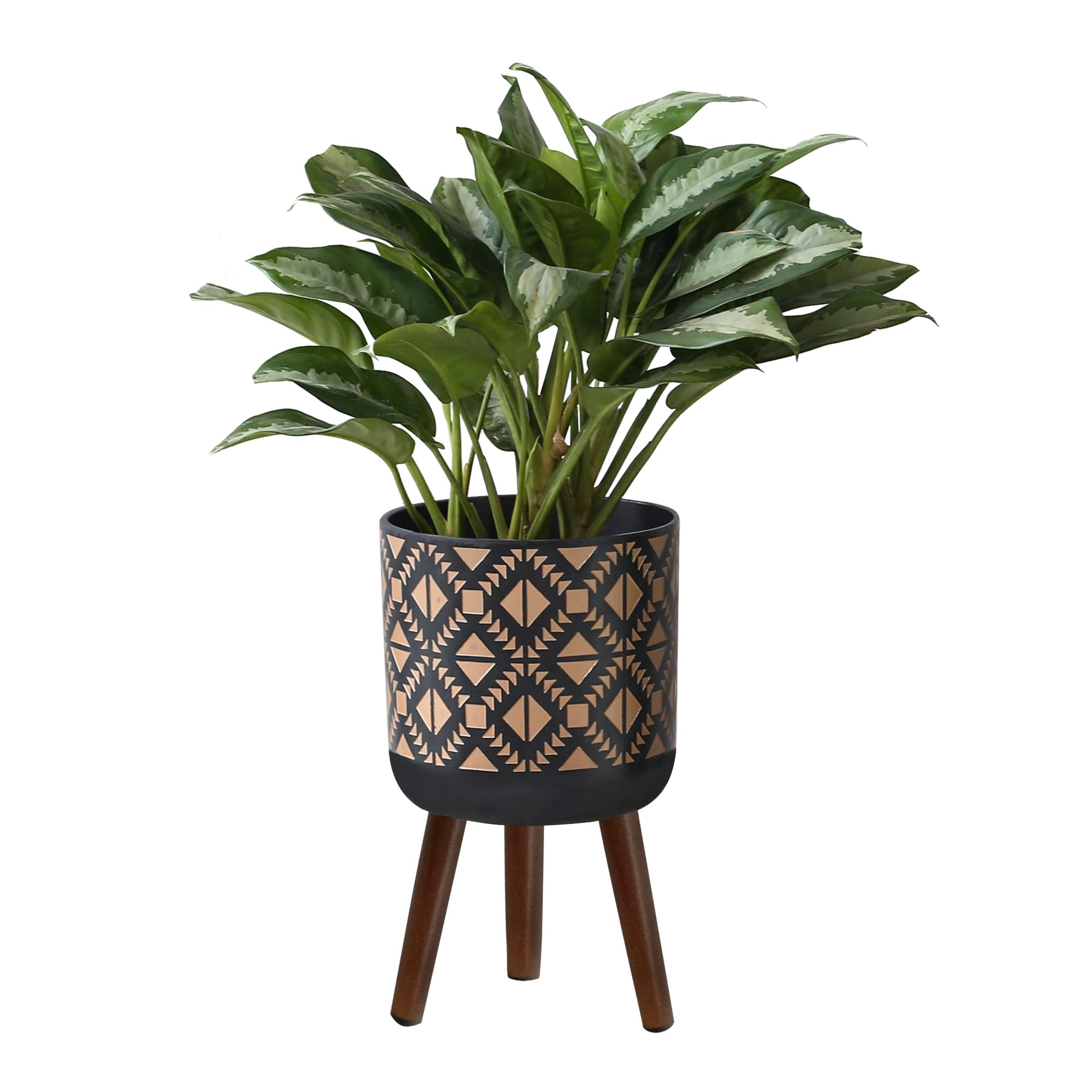 Plant Pot with Legs, Boho Flower Pots with Wood Stand, Large Modern Standing Planters with Draina... | Amazon (US)