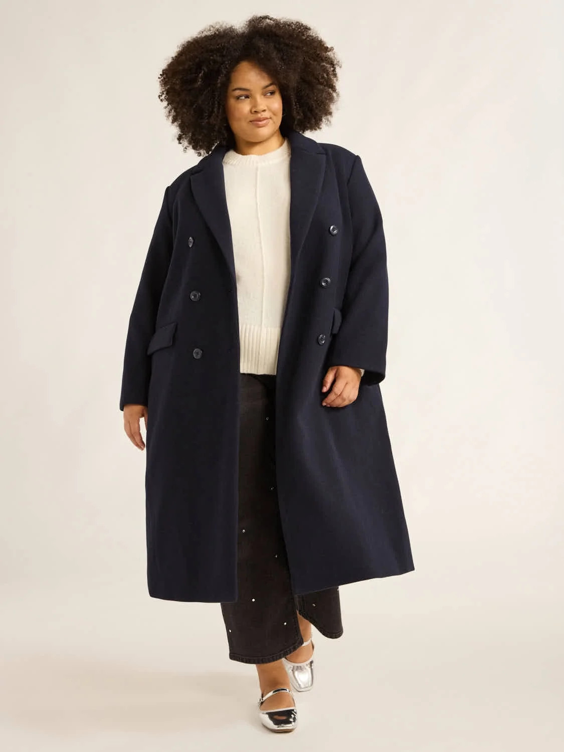 Scoop Women's & Women's Plus Faux Wool Oversized Double Breasted Coat, Sizes XS-4X | Walmart (US)