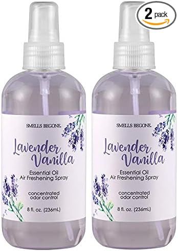 SMELLS BEGONE Essential Oil Air Freshener Spray - Odor Eliminator - Lavender Vanilla Scent - 2 Pa... | Amazon (US)