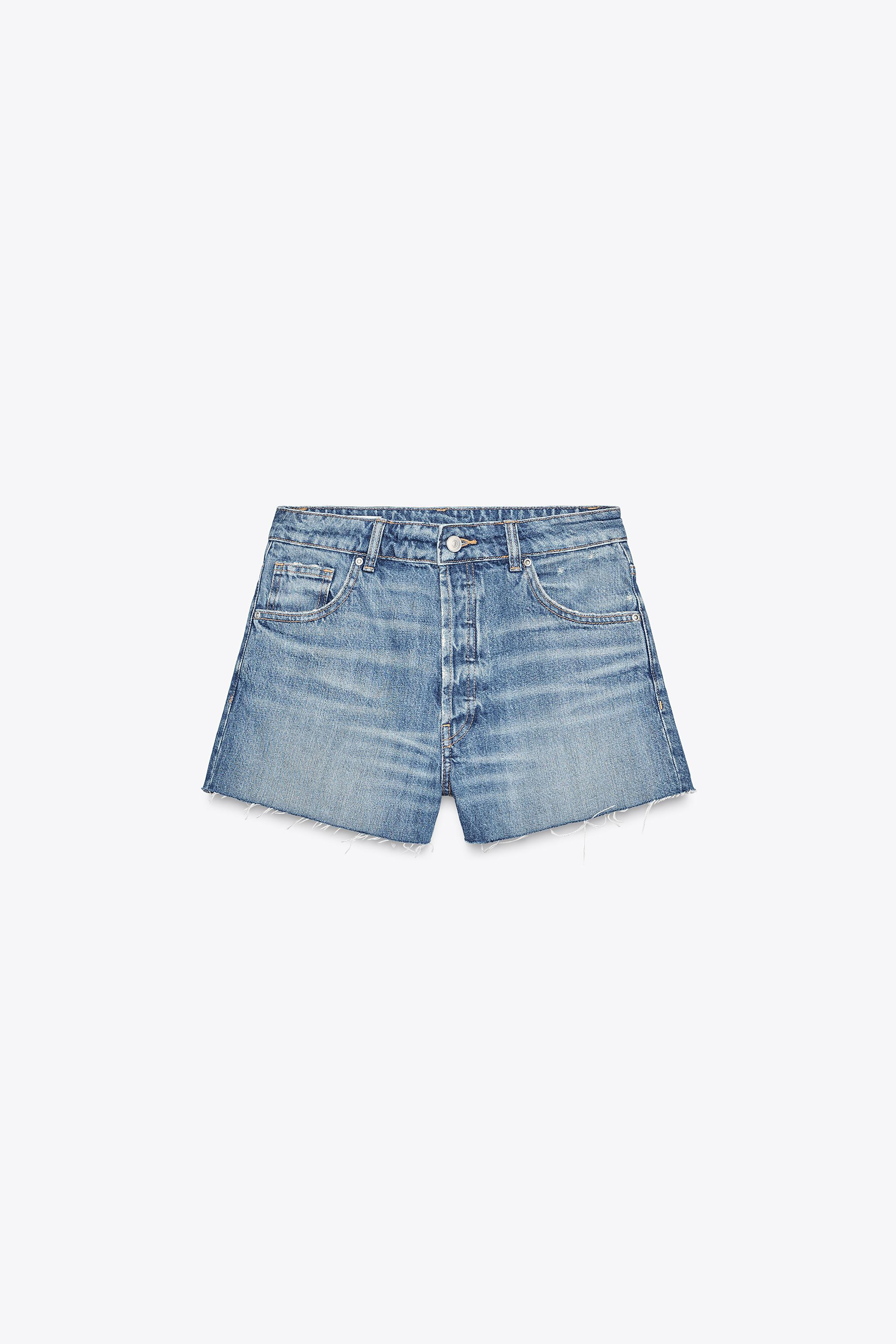 TRF LOW-RISE CROPPED BAGGY DENIM SHORTS | Zara UK