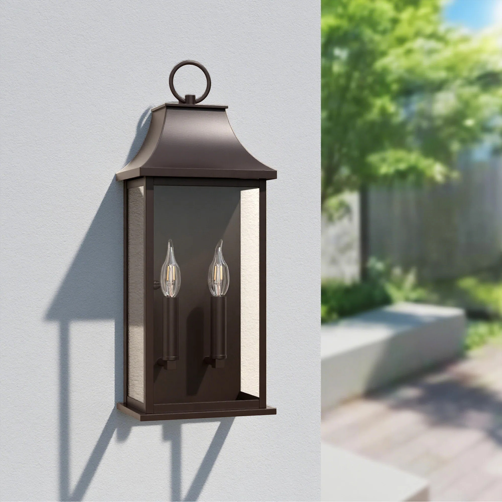 Alletta 2 - Light 21'' H Dimmable Metal Cage Glass Wall Light with Dusk to Dawn | Wayfair North America