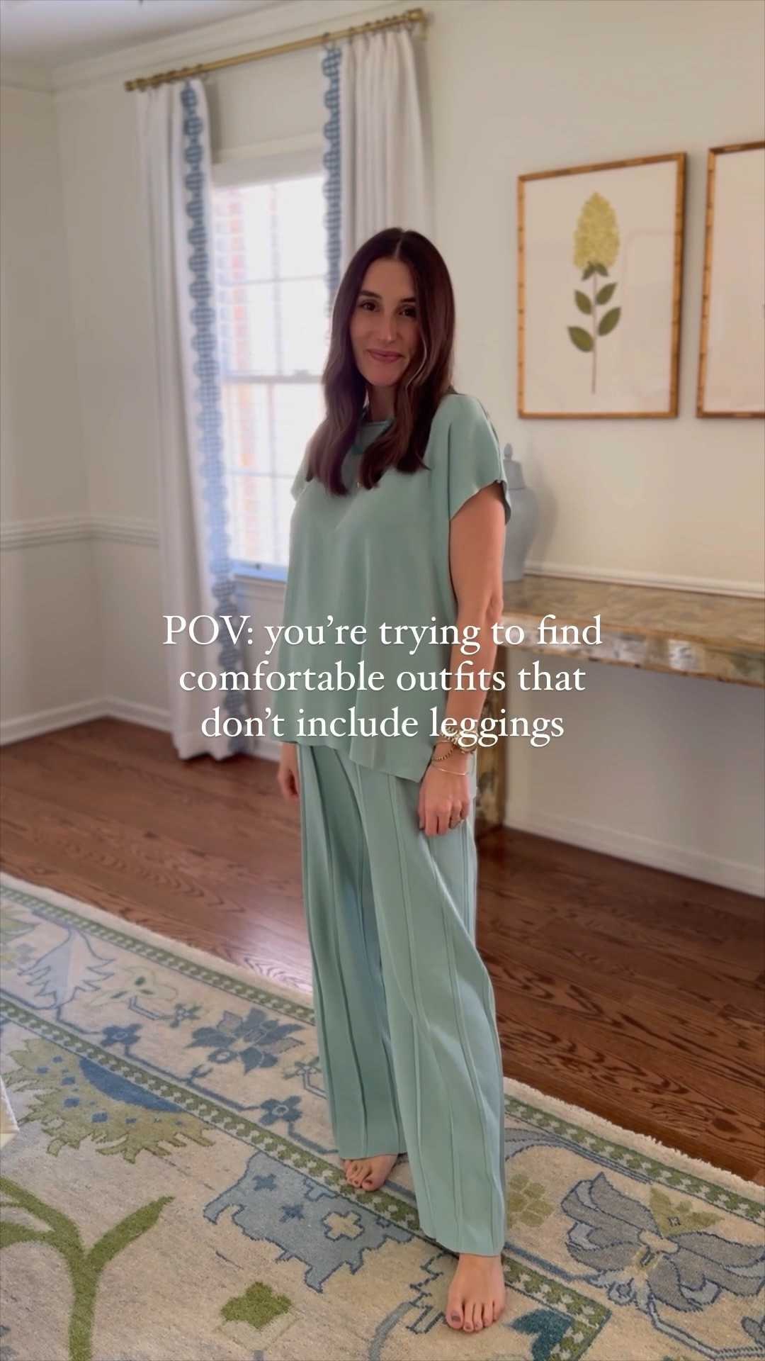 I’m 24 weeks pregnant and trying to get out of a rut with getting dressed in the mornings! I feel like all I’ve been reaching for lately is leggings and a sweatshirt… and that’s okay! BUT I do feel my best when I get ready and feel confident in my outfit. I’m starting a series of easy & comfortable outfits that don’t include leggings! Be sure to follow along 🤍 

Set details:
I’m 5’2 and wearing a small! I have the pants pulled up over my belly button so they definitely have some length for my tall girls 😉

#LTKbump #LTKfindsunder50 #LTKfindsunder100