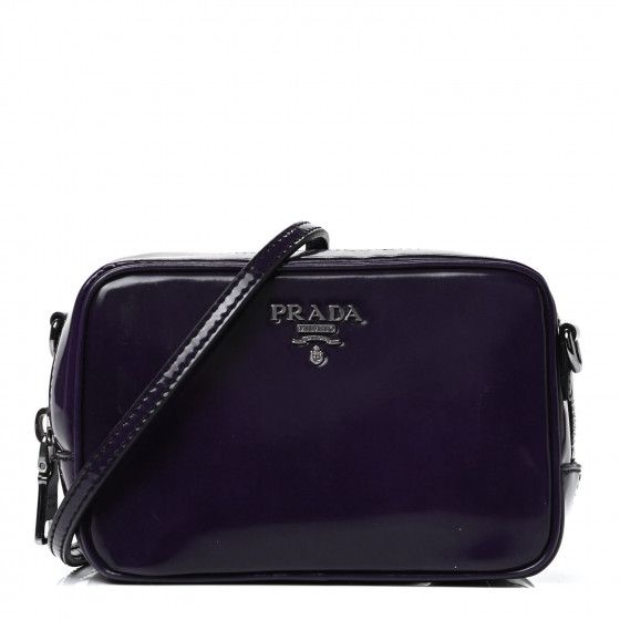 PRADA Spazzolato Mini Camera Crossbody Bag Viola | Fashionphile