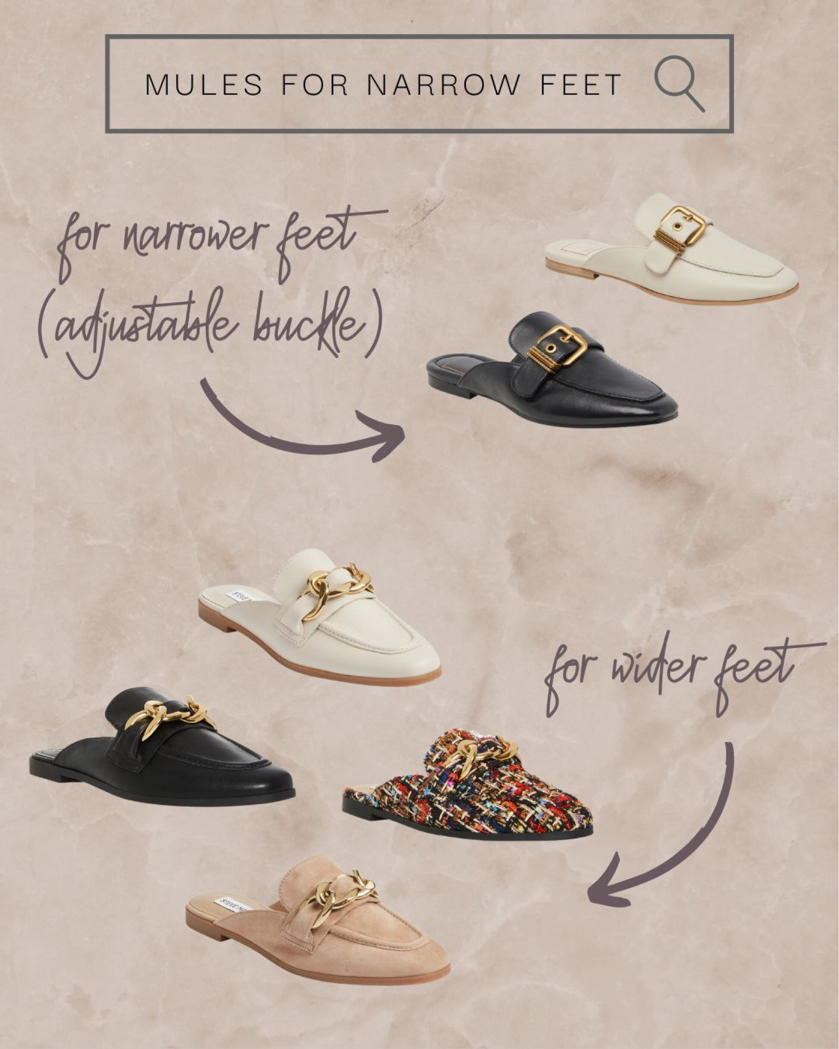 Mules for narrow feet
Mules for wide feet
Shoes for narrow feet
Shoes for wide feet


#LTKstyletip #LTKFind #LTKshoecrush