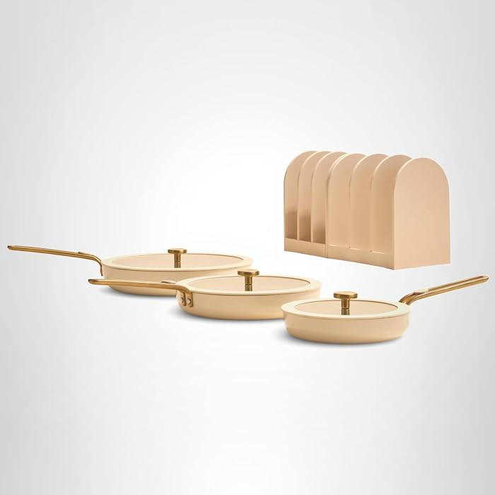 Our Place 11-Piece Essentials Complete Cookware Set - Ceramic Fry Pan, Saucepan, Saut\u00e9 Pan, ... | Amazon (US)
