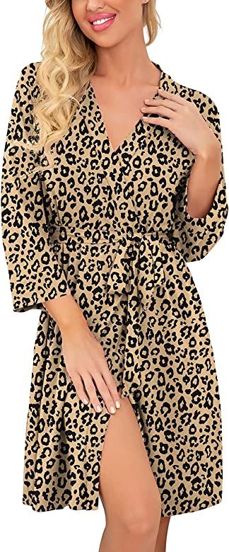 PrinStory Women Kimono Robes Short Lightweight Robe Soft Knit Sleepwear Casual Knit Bathrobe Ladi... | Amazon (US)