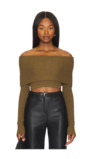 Elan Off Shoulder Top in Dark Olive | Revolve Clothing (Global)