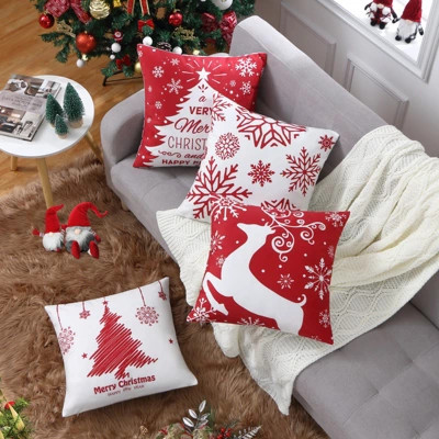 4 Pcs Christmas Pillow Covers - Holiday Cushion Covers, Christmas Decoration Pillows, Festive Pillowcases, Christmas Home Decor | Target