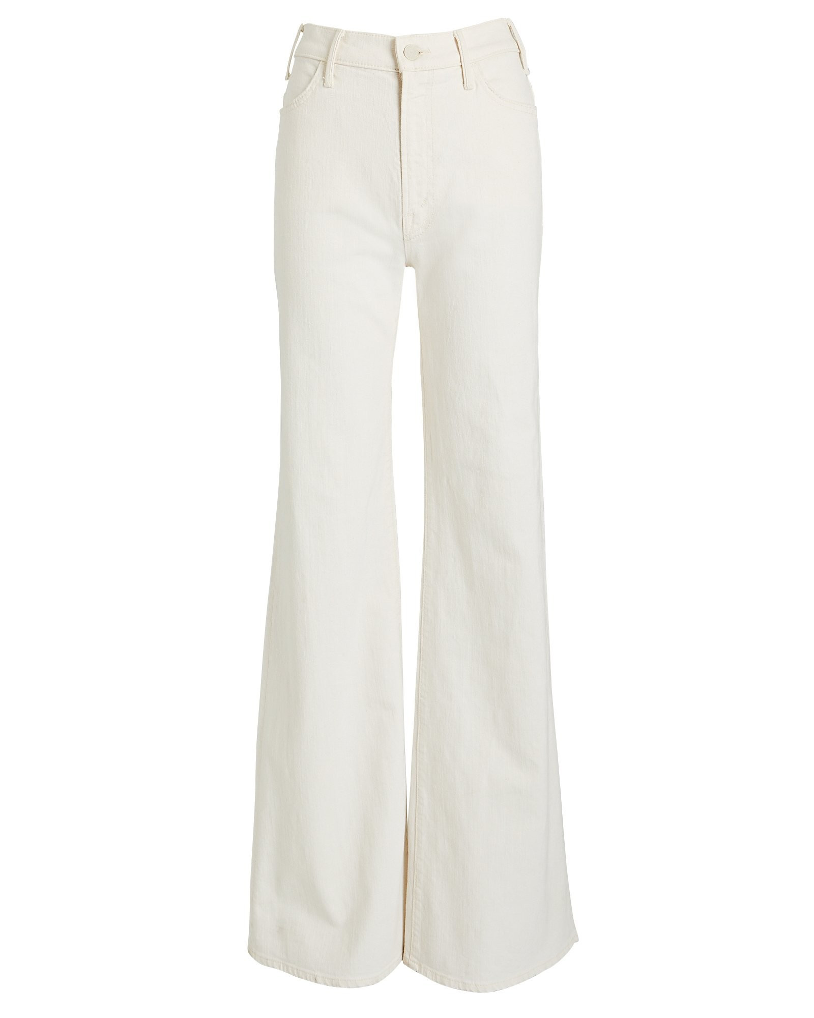 MOTHER The Hustler Roller Wide-Leg Jeans, White 27 | INTERMIX