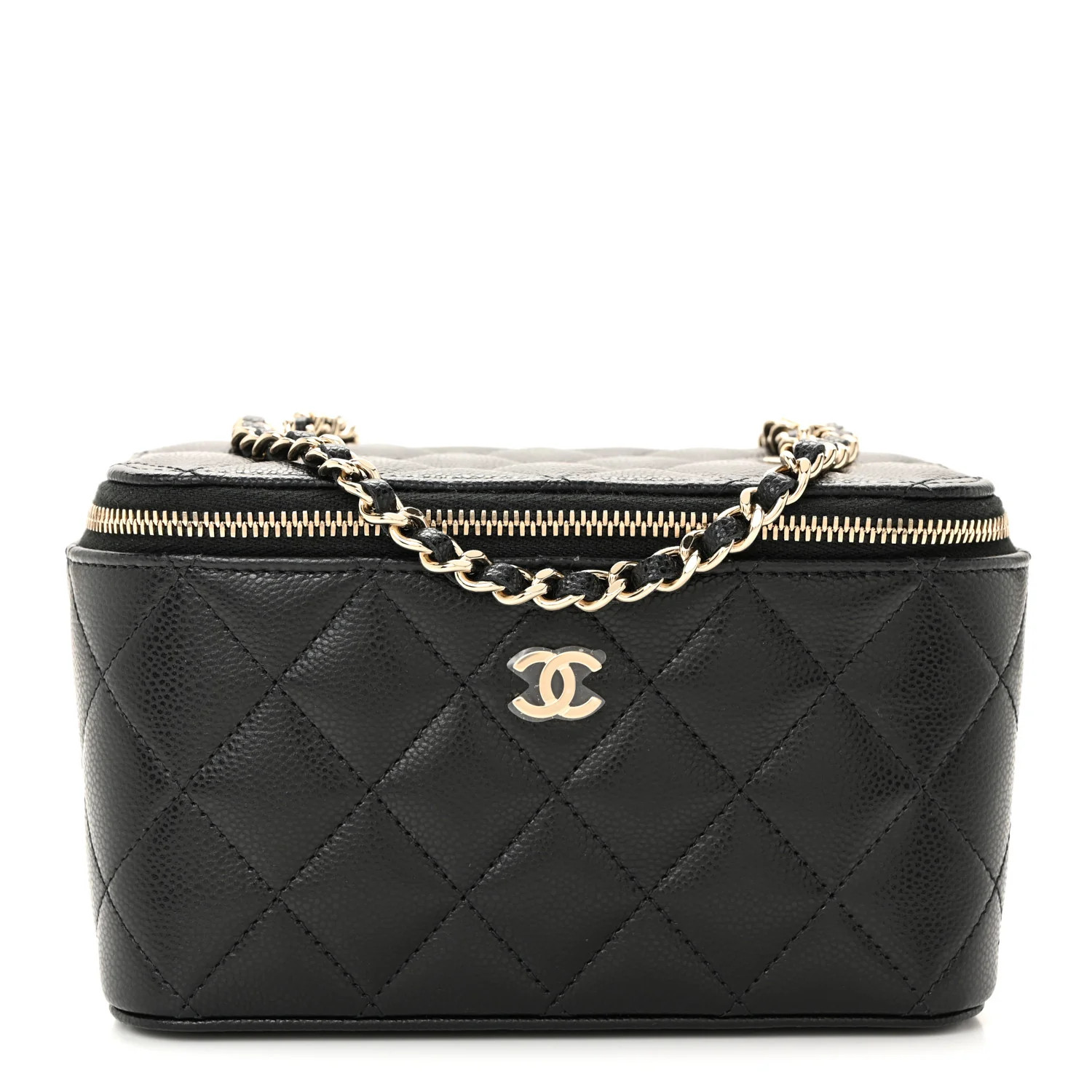 Caviar Quilted Small Vanity Case With Chain Black | FASHIONPHILE (US)