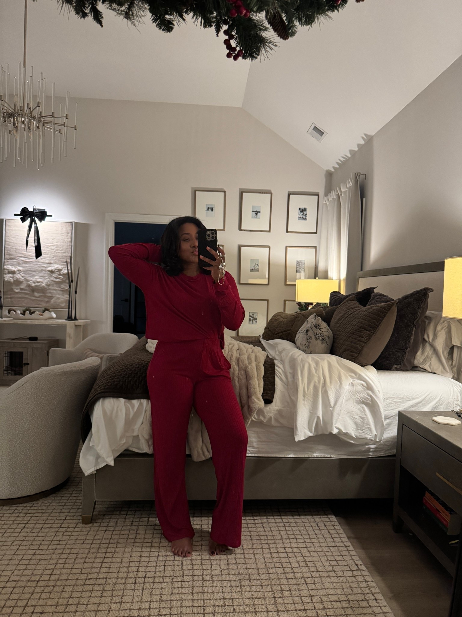 Date night ootd! This was the perfect matching set for our Christmas at home date ❤️🎅🏾🎄

Bedroom decor, matching pjs, Christmas pjs, loungewear 

#LTKHome #LTKootd #LTKHoliday