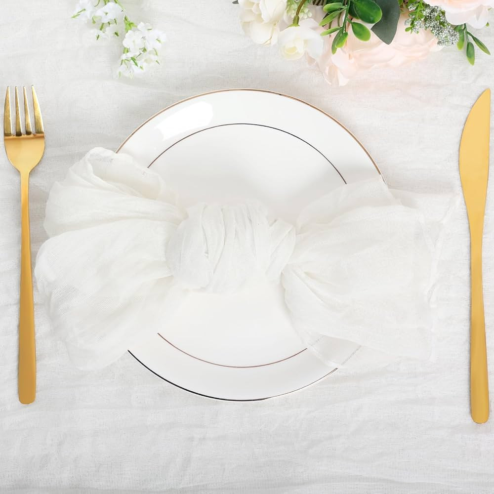 Nydotd 6pcs Cheesecloth Napkins 20 x 20 Inch Boho Dinner Napkins Wrinkled Rustic Linen Table Deco... | Amazon (CA)