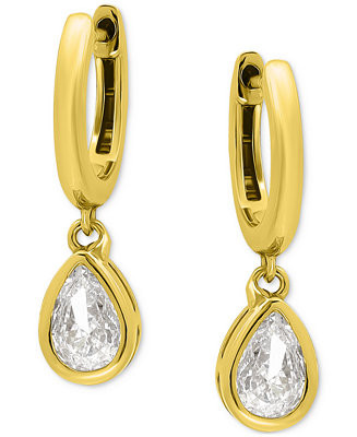 Cubic Zirconia Teardrop Huggie Earrings | Macy's