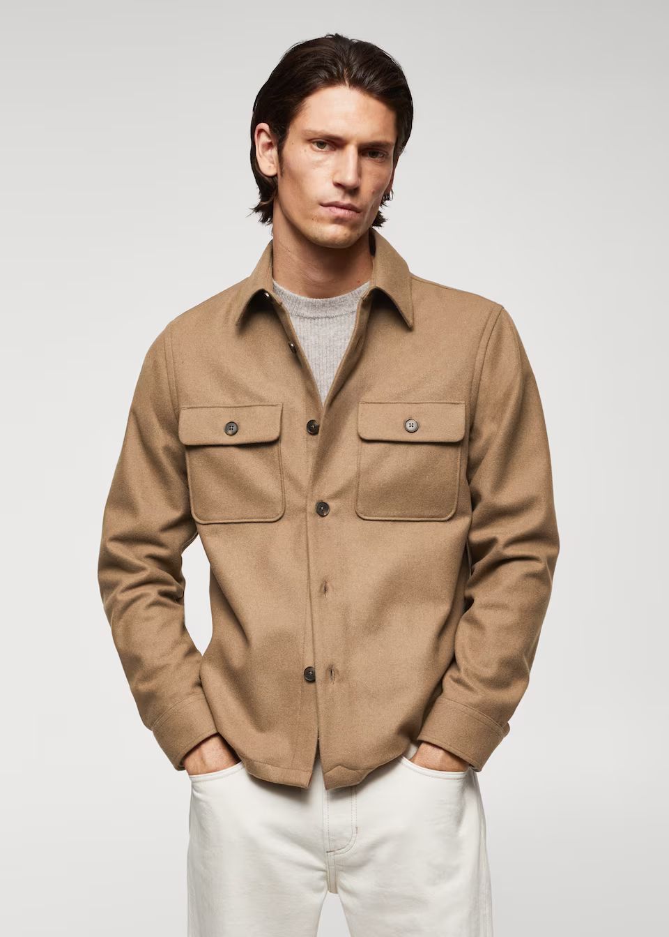 Wool overshirt with pockets -  Man | Mango Man Canada | Mango Canada