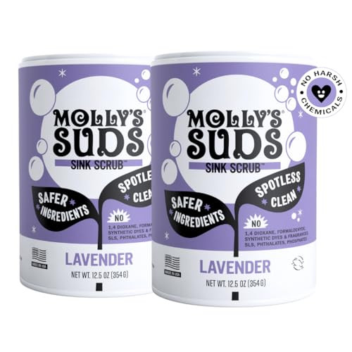 Molly's Suds Sink and All Purpose SCRUB | Gently Removes Stains, Scrubs Away Grease & Gime, Buffs out Scratches | Plant and Mineral Based | 2 Pack, Lavender Scent | Amazon (US)