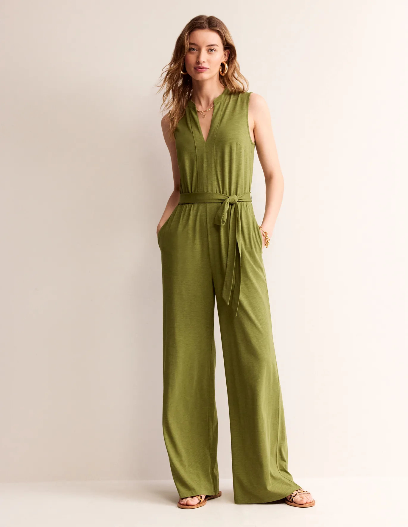 Naomi Notch Jersey Jumpsuit - Mayfly | Boden US | Boden (US)