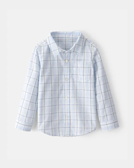Toddler Boy Plaid Button-Down Shirt - Blue | Carter's | Carter's Inc