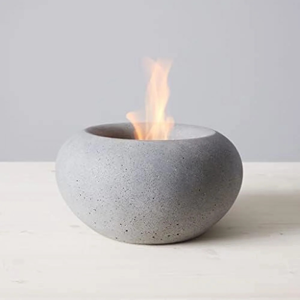 Stone Fire Bowl Table Top | Portable Concrete Fire Pit For Indoor And Outdoor | 1 Gel Fuel Can | ... | Walmart (US)